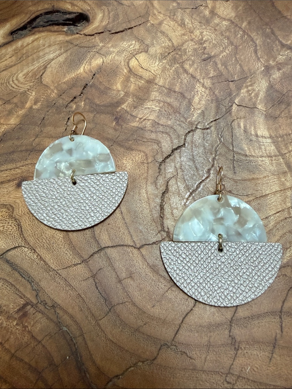 Nickel & Suede Luna mixed media drop earrings
